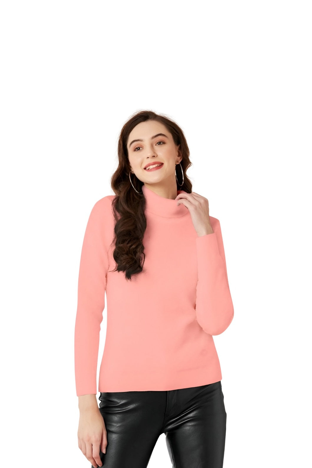 Studio image front view of peach full sleeve t-shirt