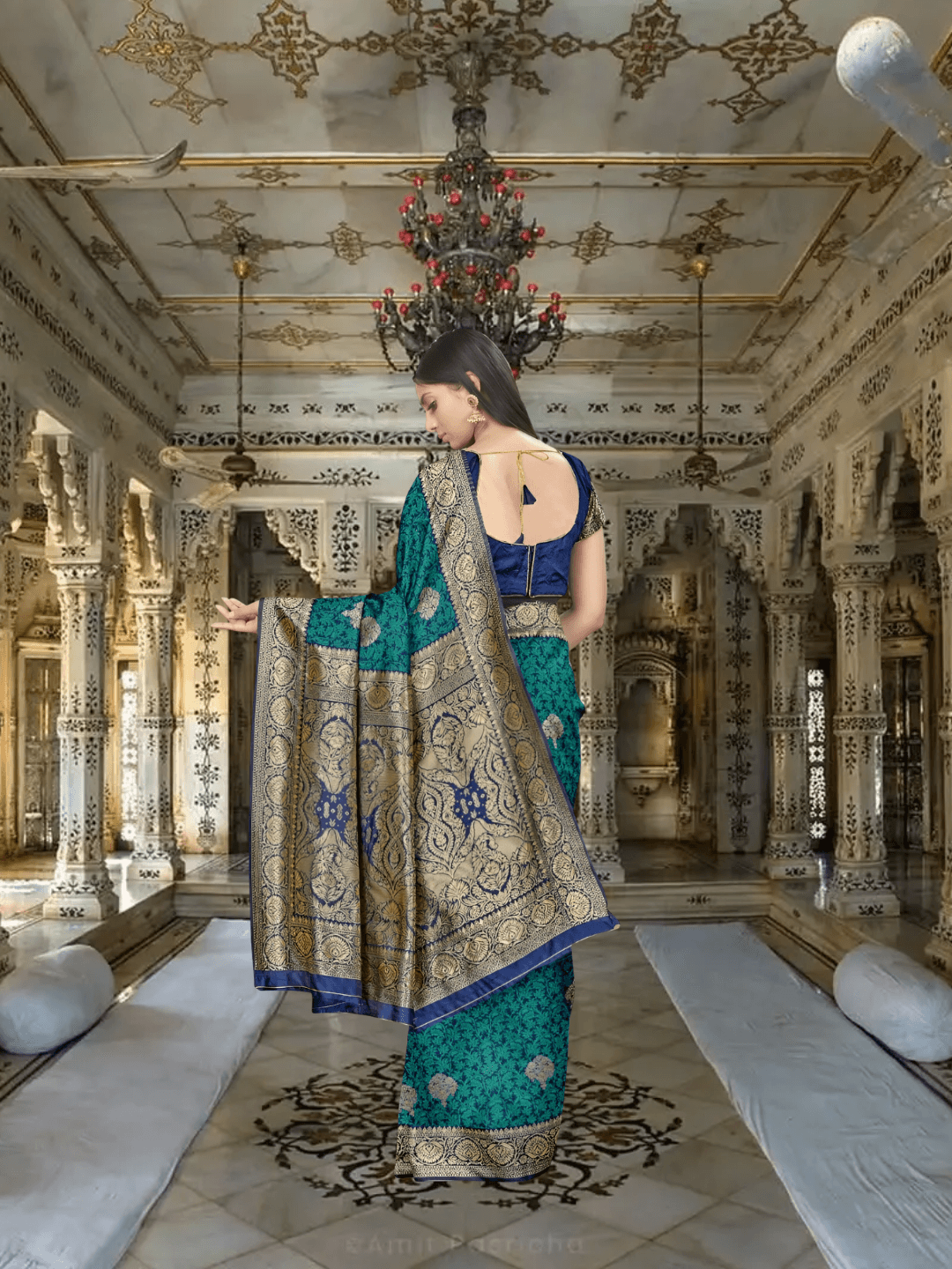 Model mid-spin: colors blending like peacock feathers in motion