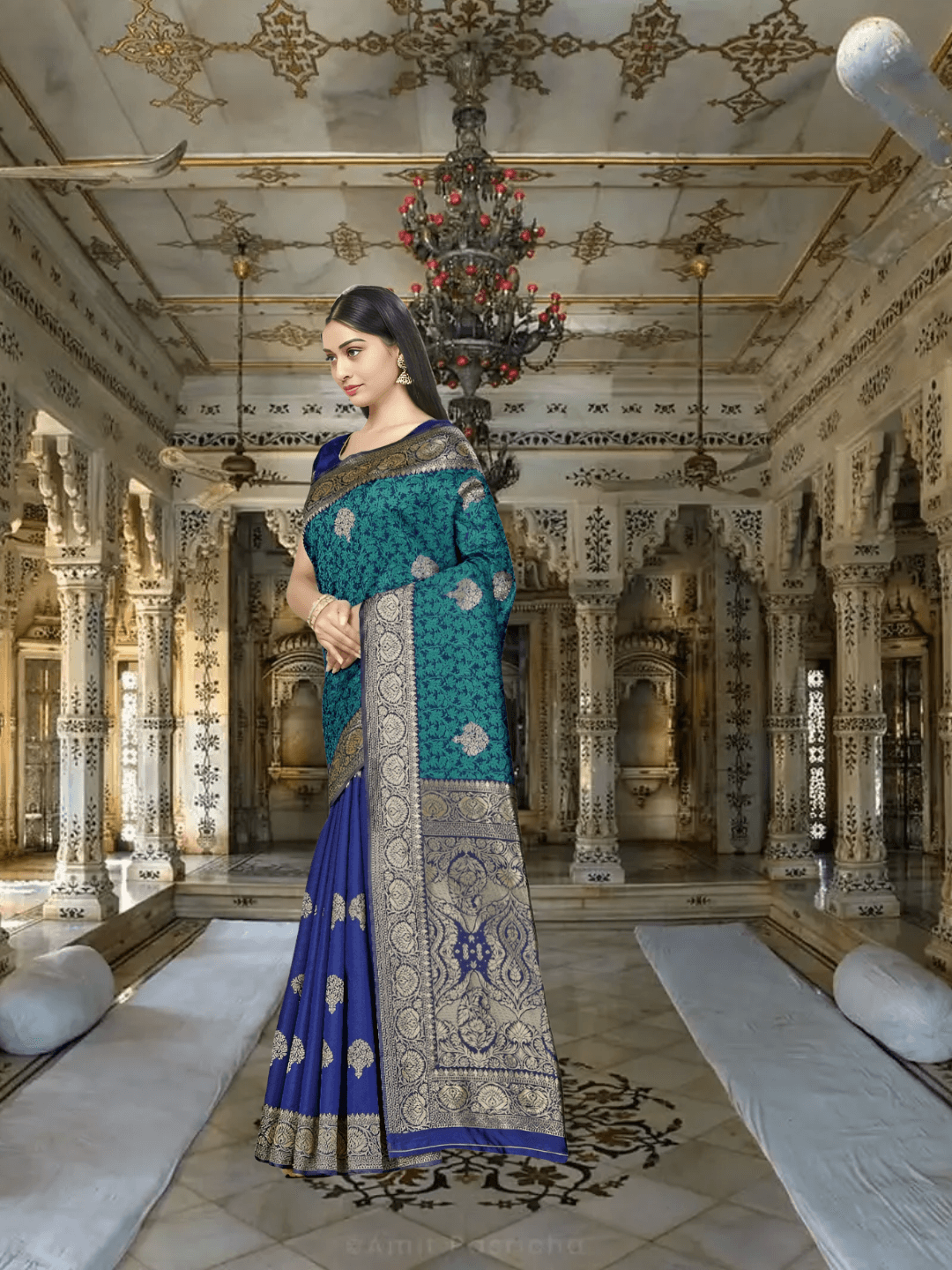 Model mid-spin: colors blending like peacock feathers in motion