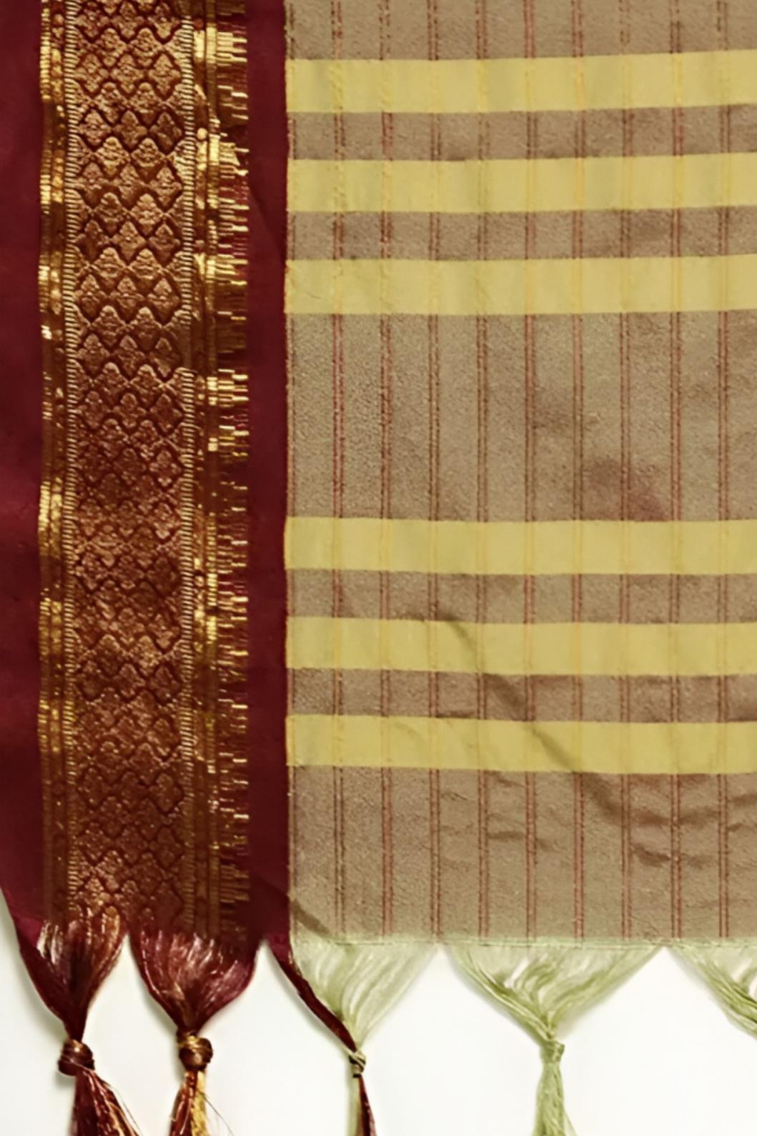 Studio close-up of pallu threads and color texture