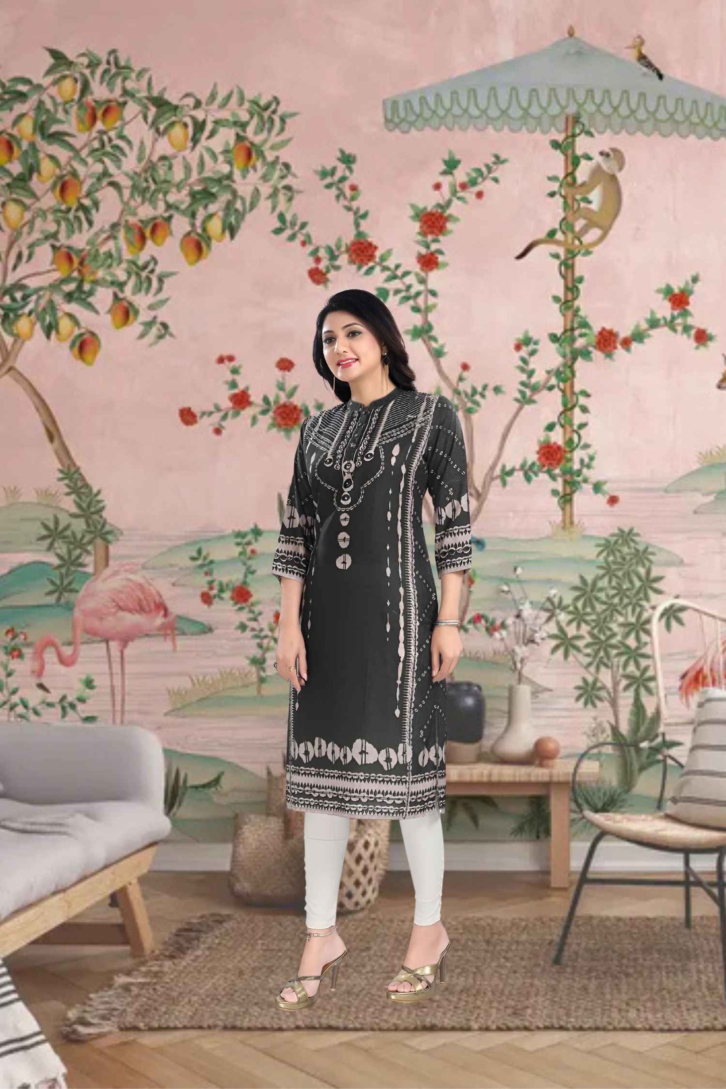 Profile shot where fabric flows like water over moss