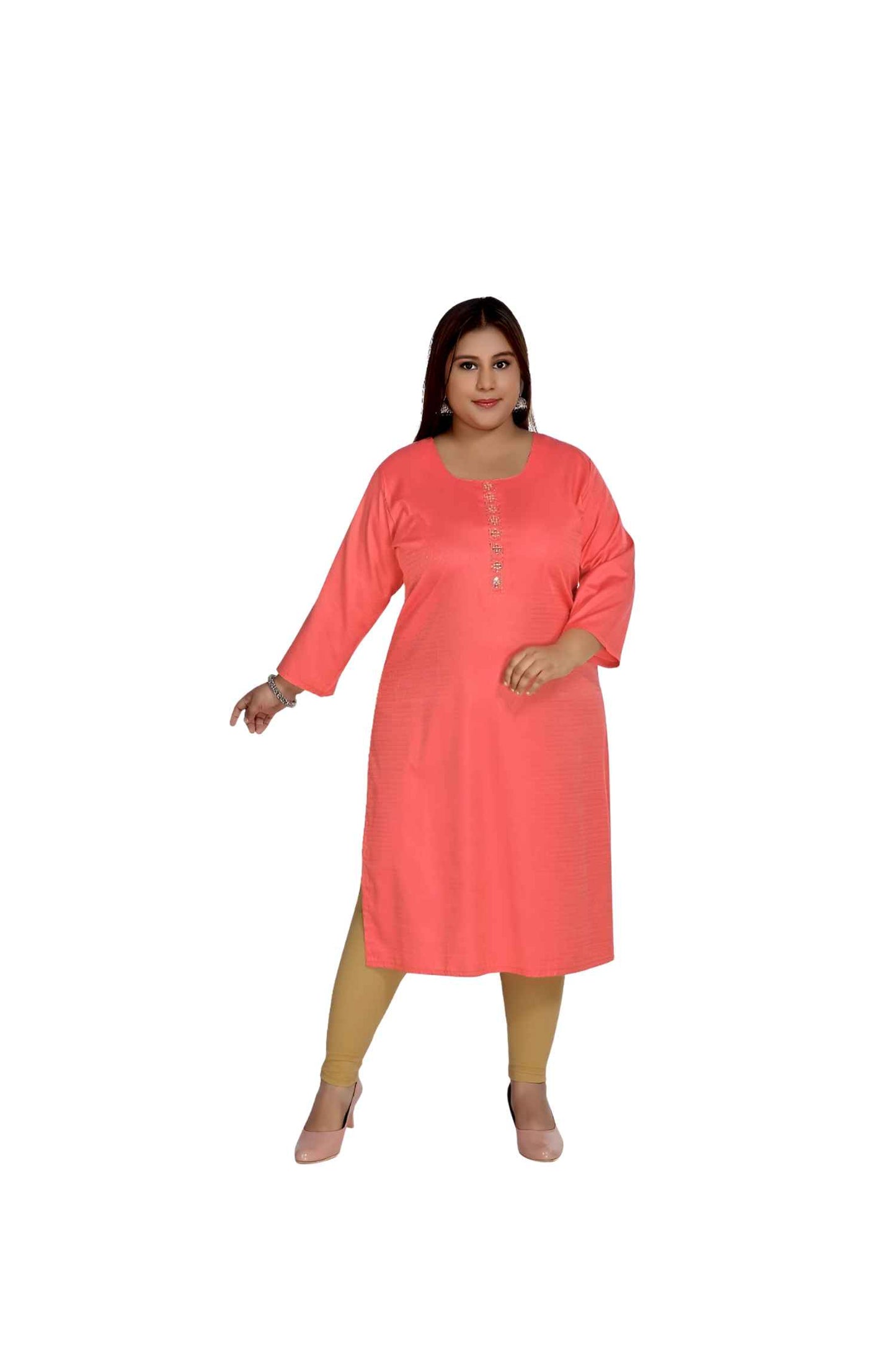 Front view showing the delicate pink and elegant mirror work 🌷