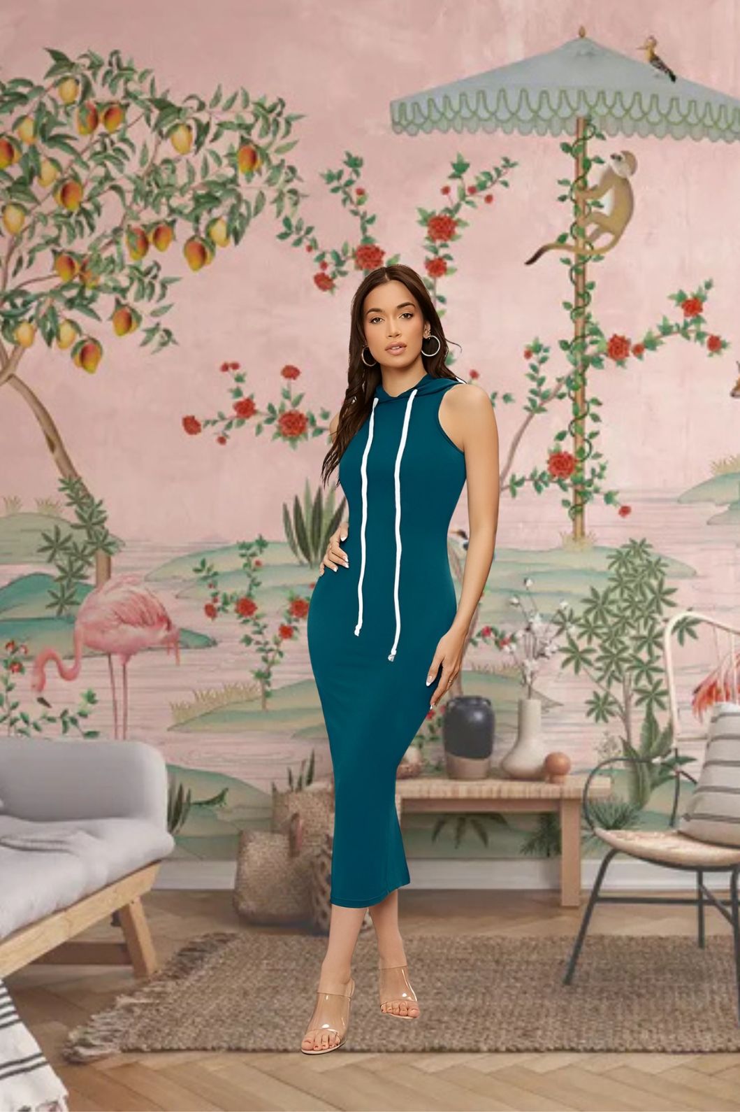 Close view of white lace neckline – elegant detailing