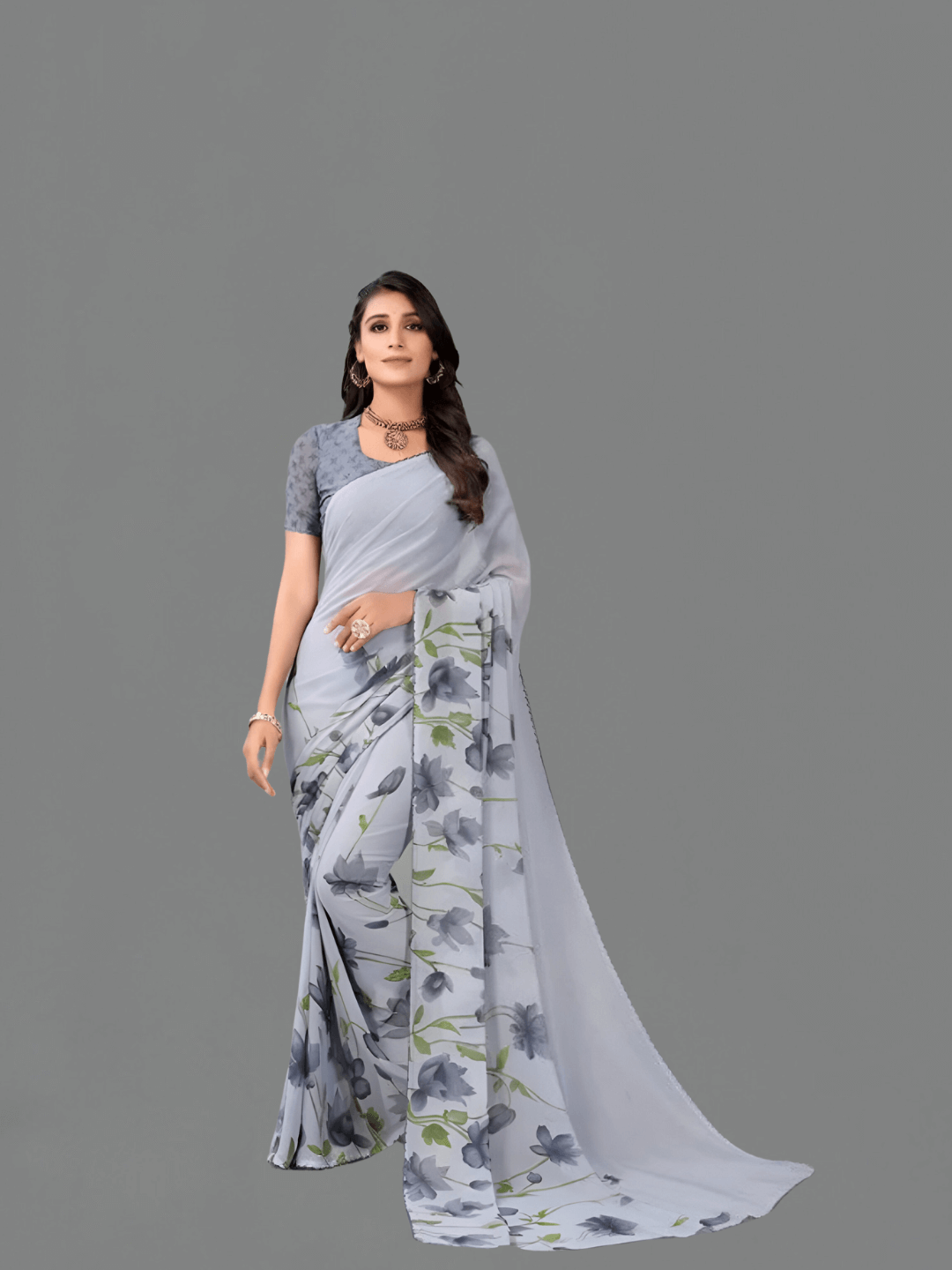 Studio close-up of grey floral patterns