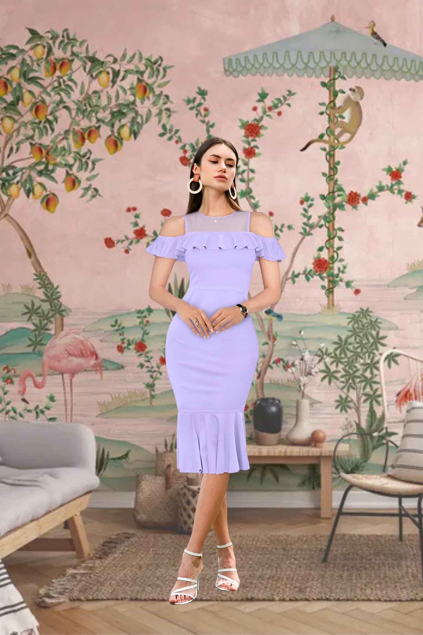 Front view of BTS-purple dress, vibrant and ready for the spotlight