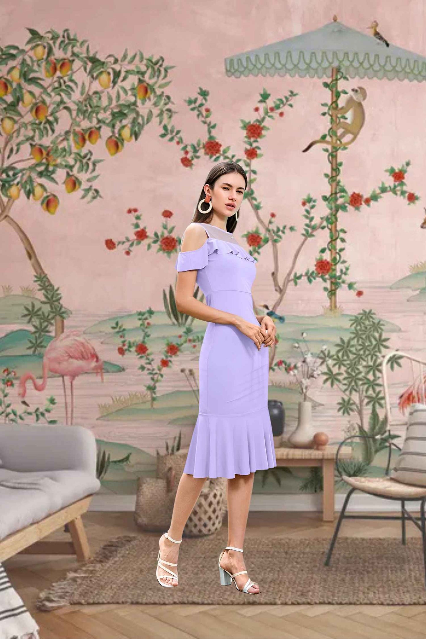 Side angle capturing the body-skimming fit and movement