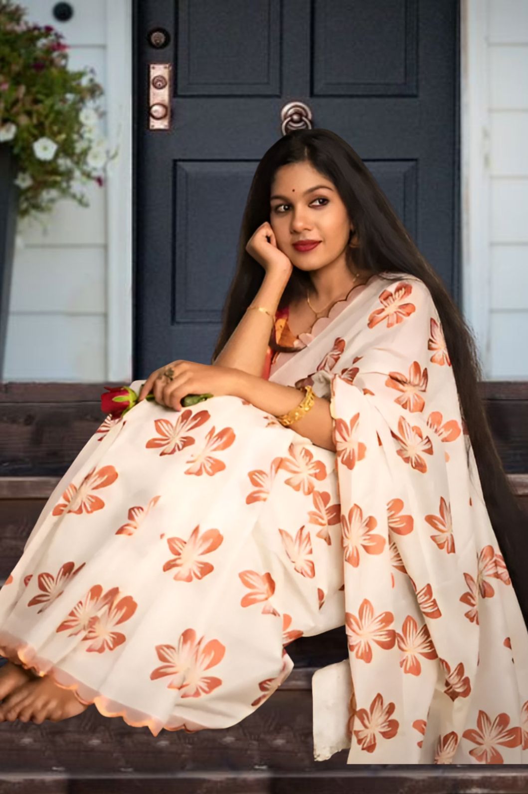 Left profile showing pleats and drape in soft contrast