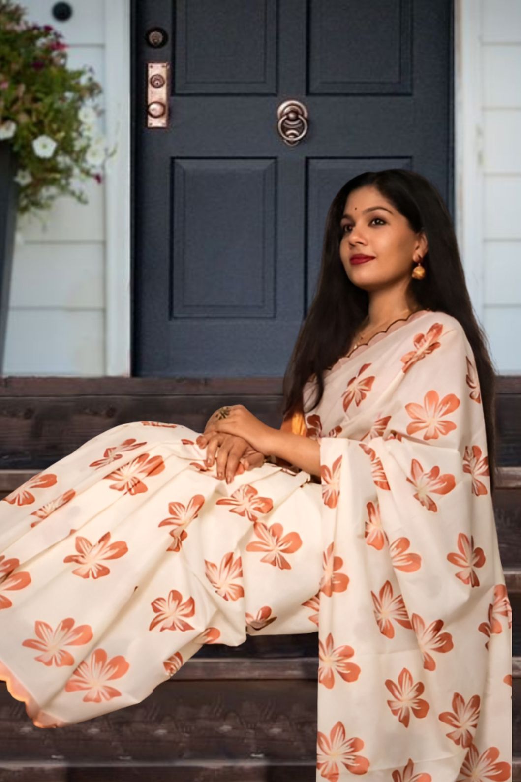 Left profile showing pleats and drape in soft contrast