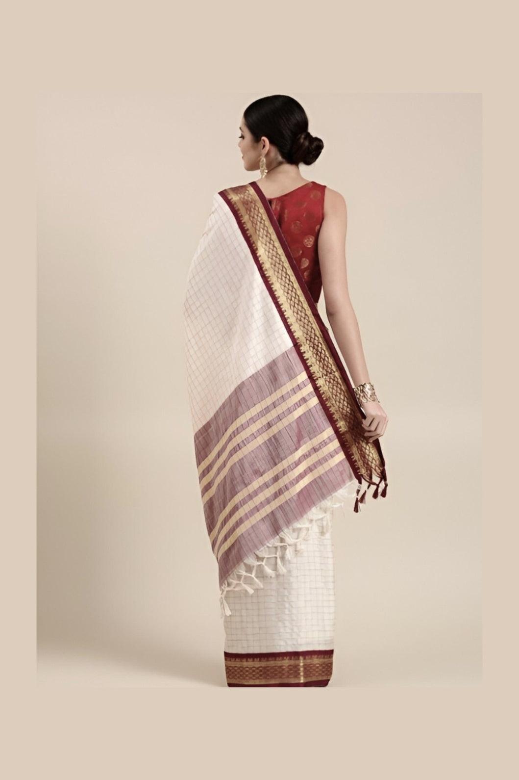 Studio back shot highlighting pallu fall and color balance