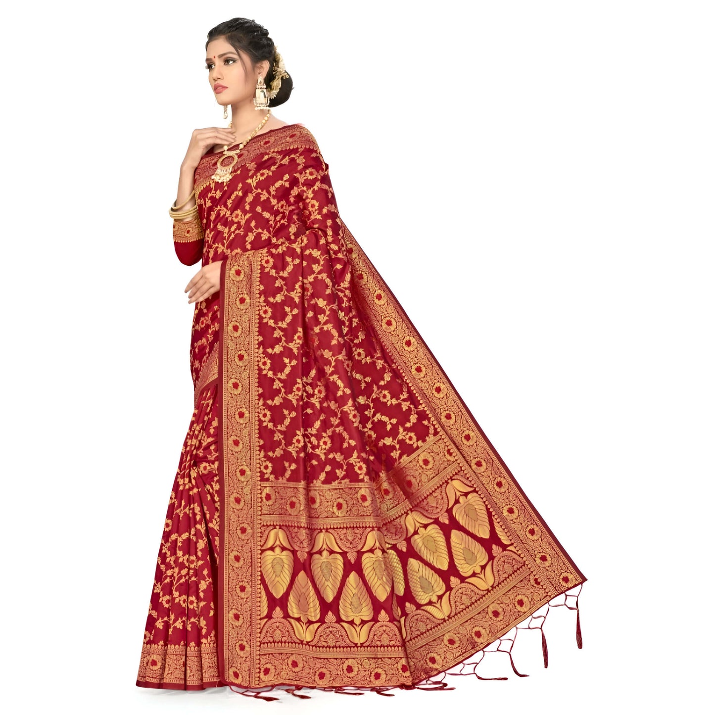 Bright maroon silk flat lay showing true chromatic intensity