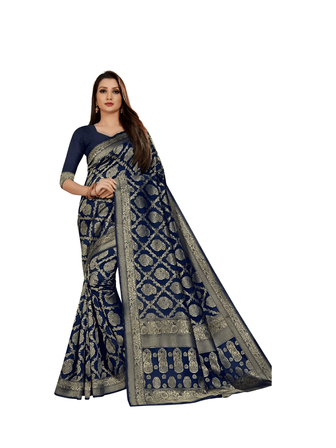 Close-up of border where gold threads catch studio light like sunlight on metal.