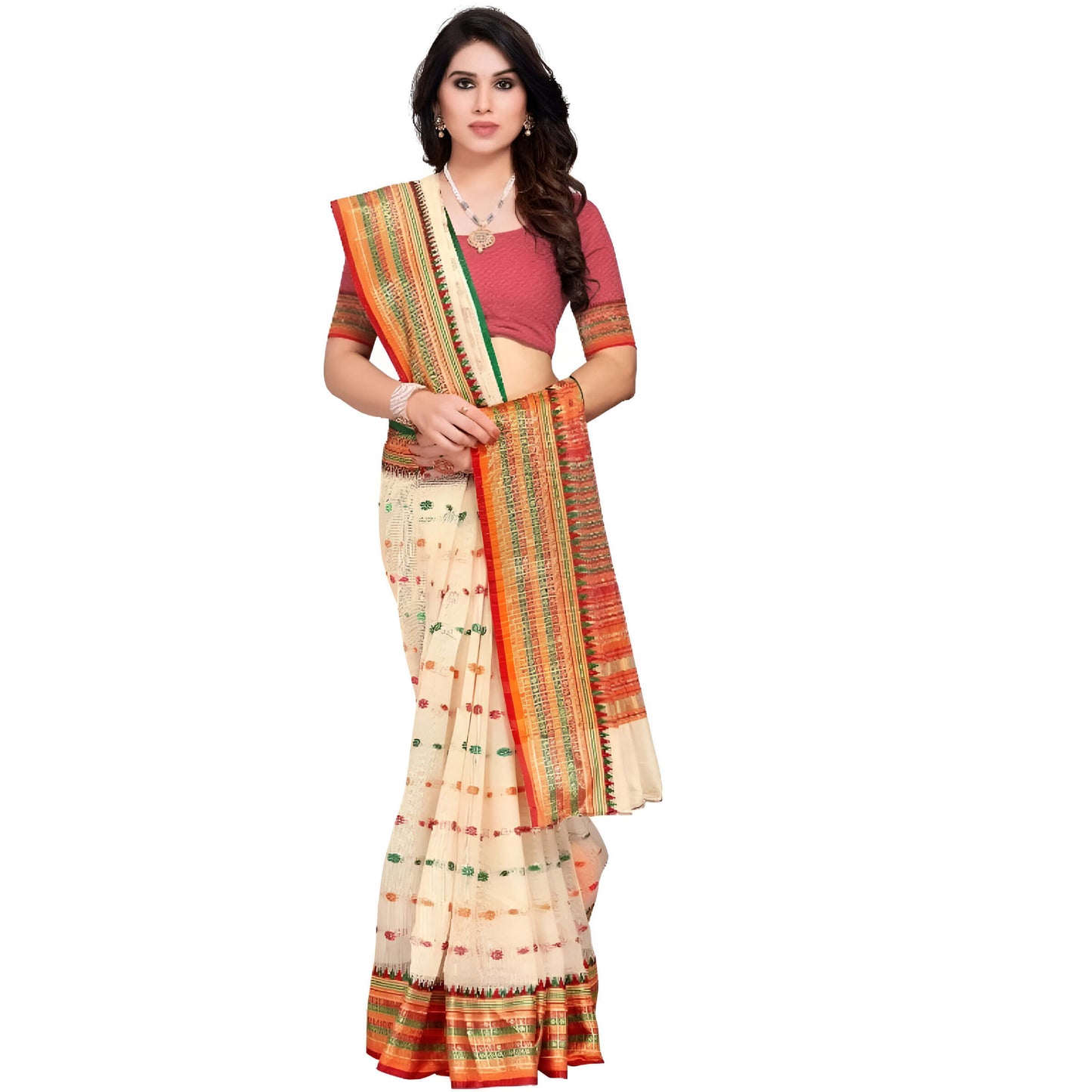 Macro shot highlighting the delicate border work against the soft cream body