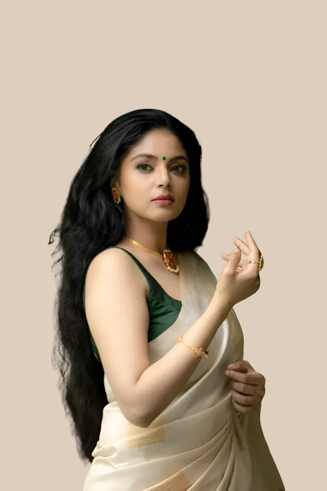 Right view with blouse detail and check finish