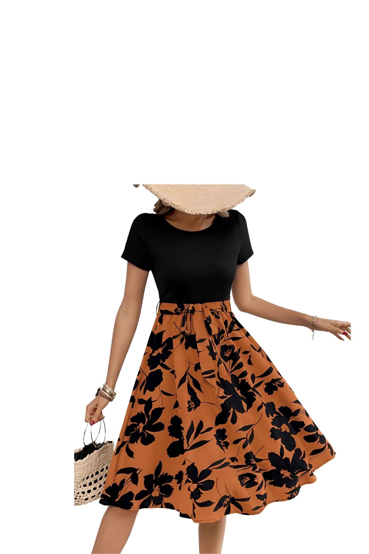 zoomed print detail of dress skirt with transparent background