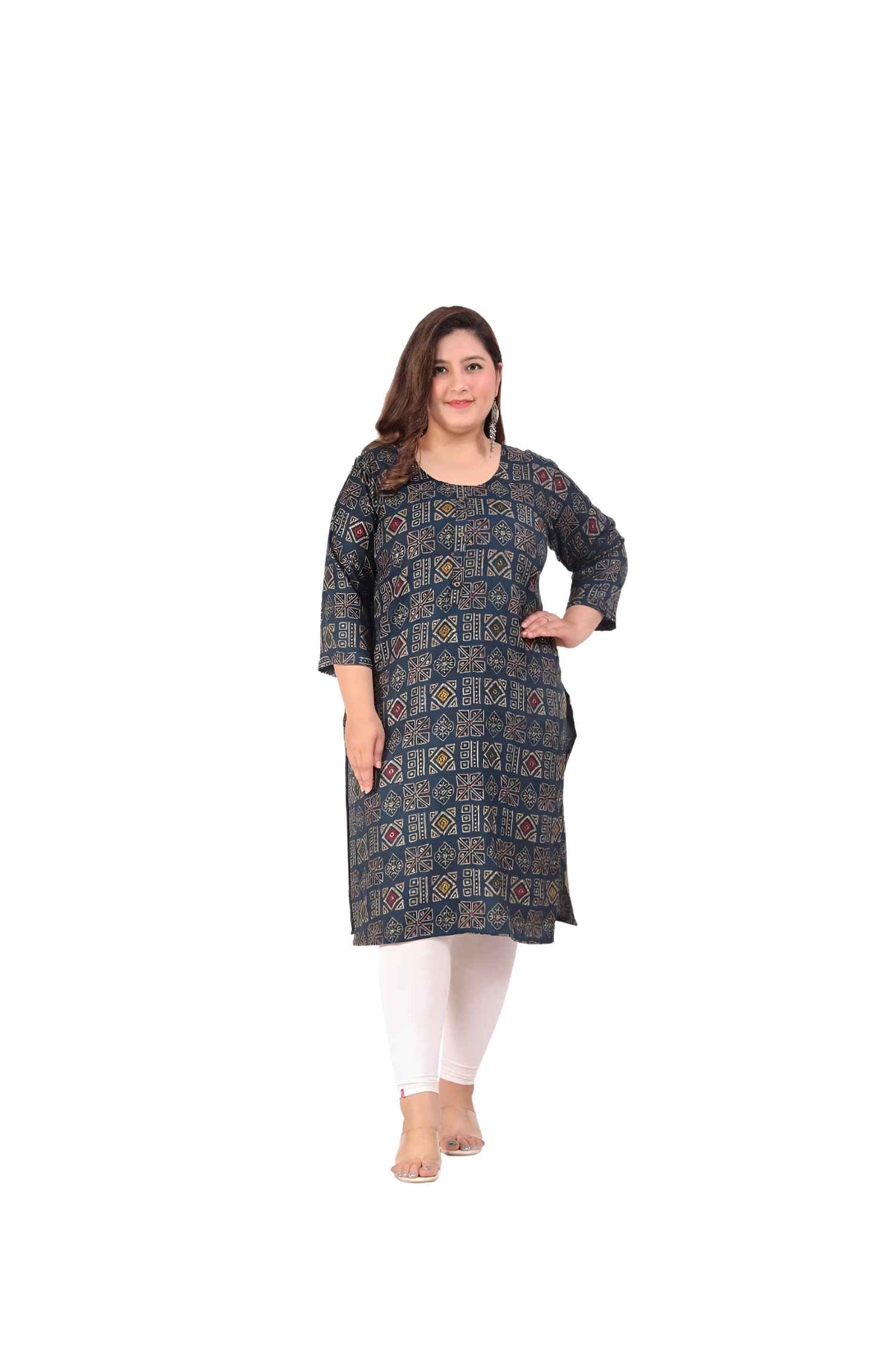 Isolated front view showing the kurti’s clean capsule fit 🌟