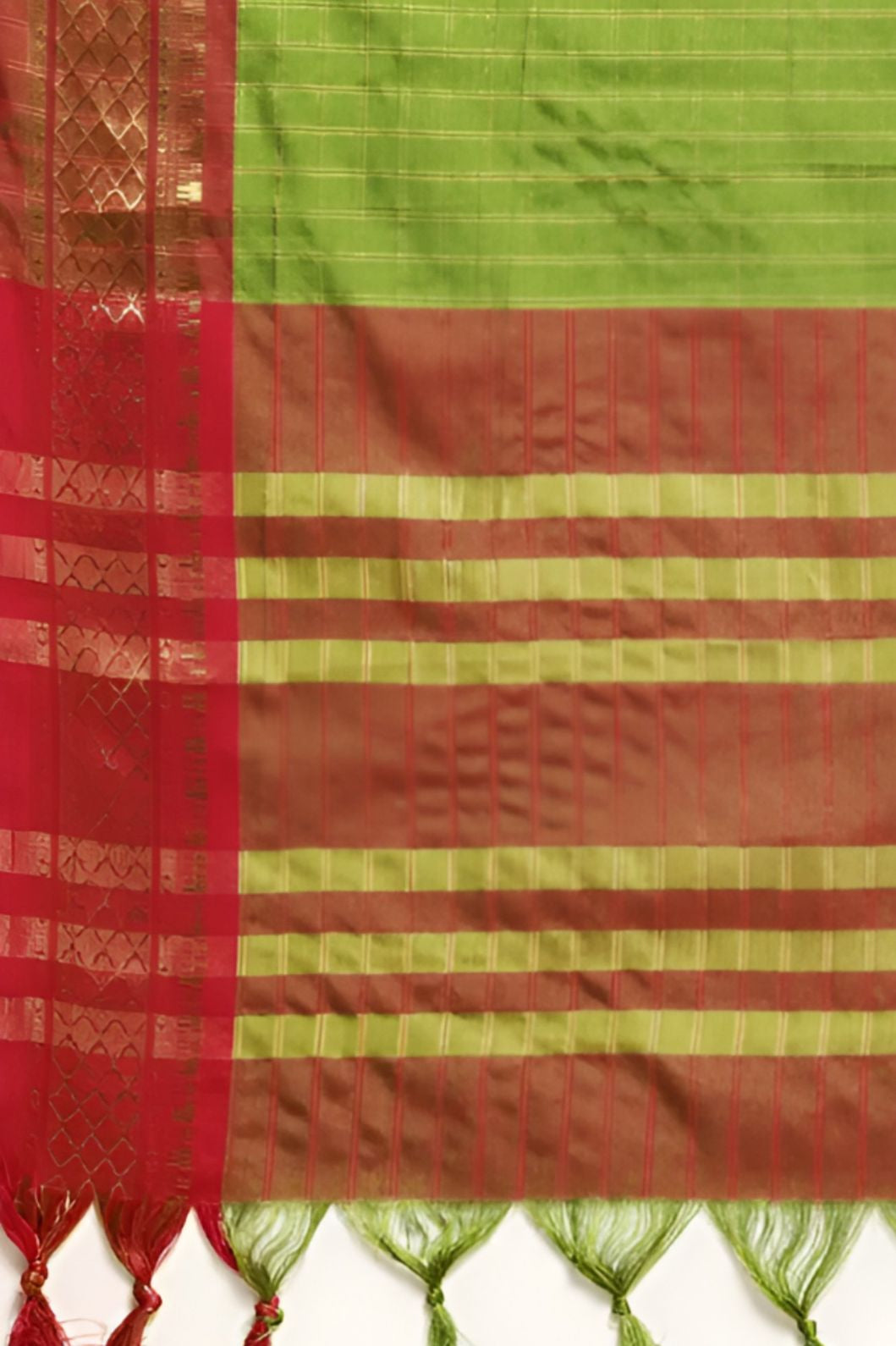 Studio close-up of border detailing on soft cotton silk