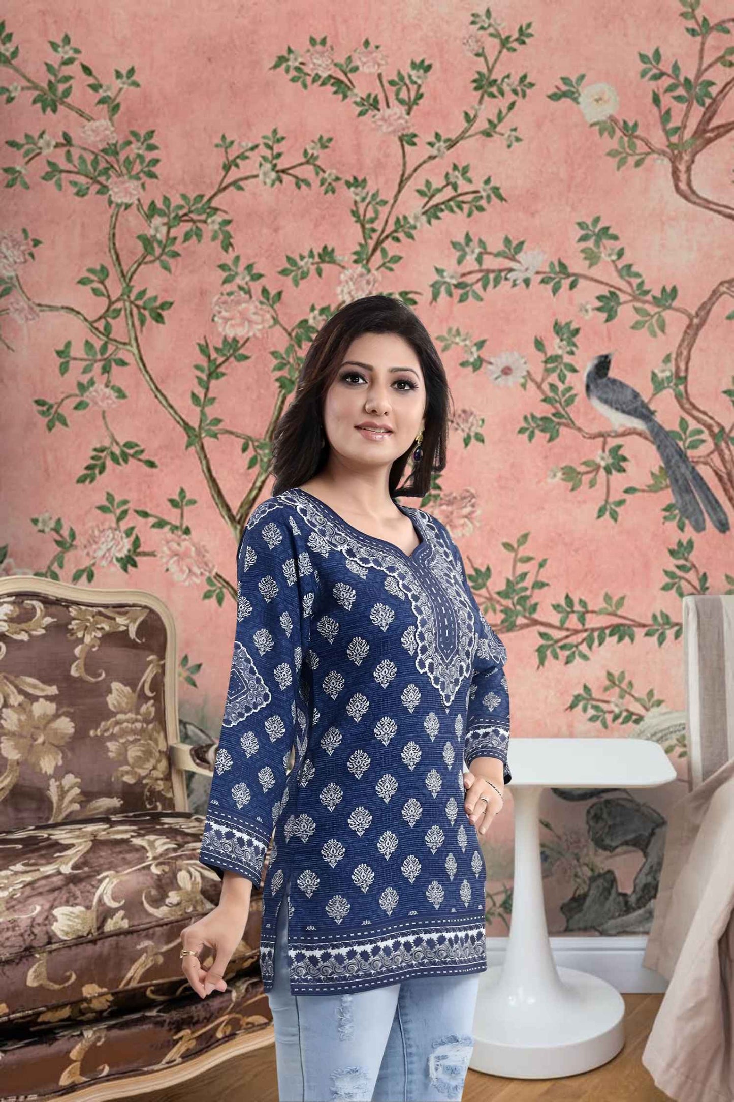 Profile shot capturing uneven hem like a receding tide line