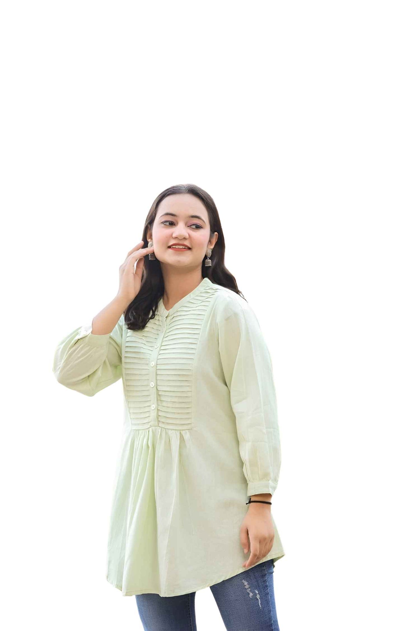 Isolated front view—green as a bruise aging gracefully