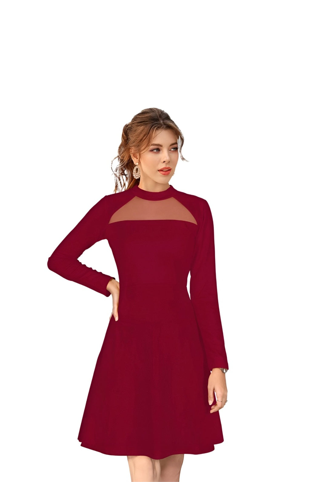 Studio front pose – clean maroon silhouette in focus