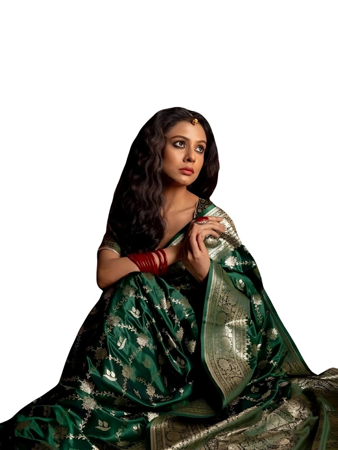 Top-down view of silk print and texture details