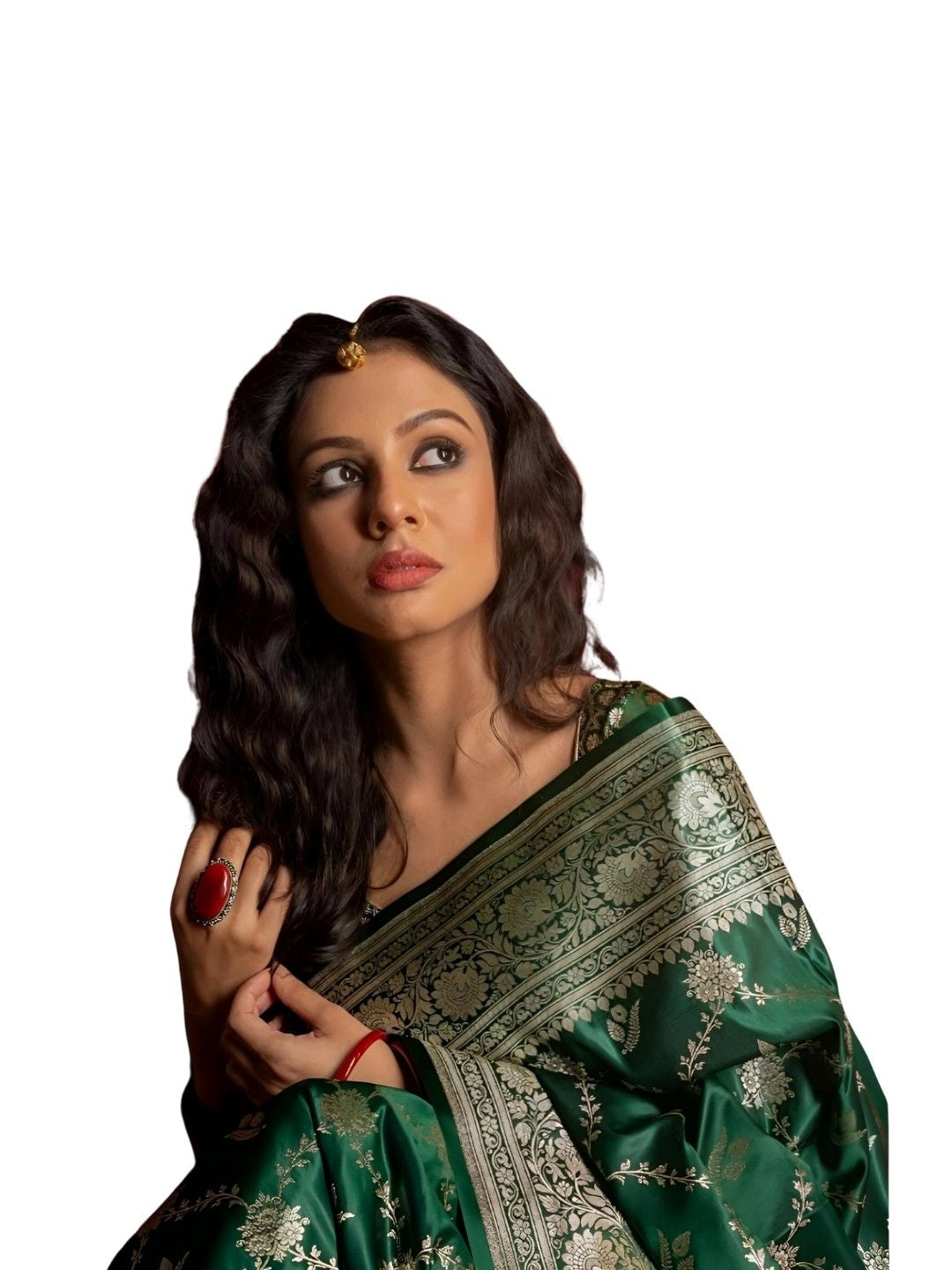 Top-down view of silk print and texture details