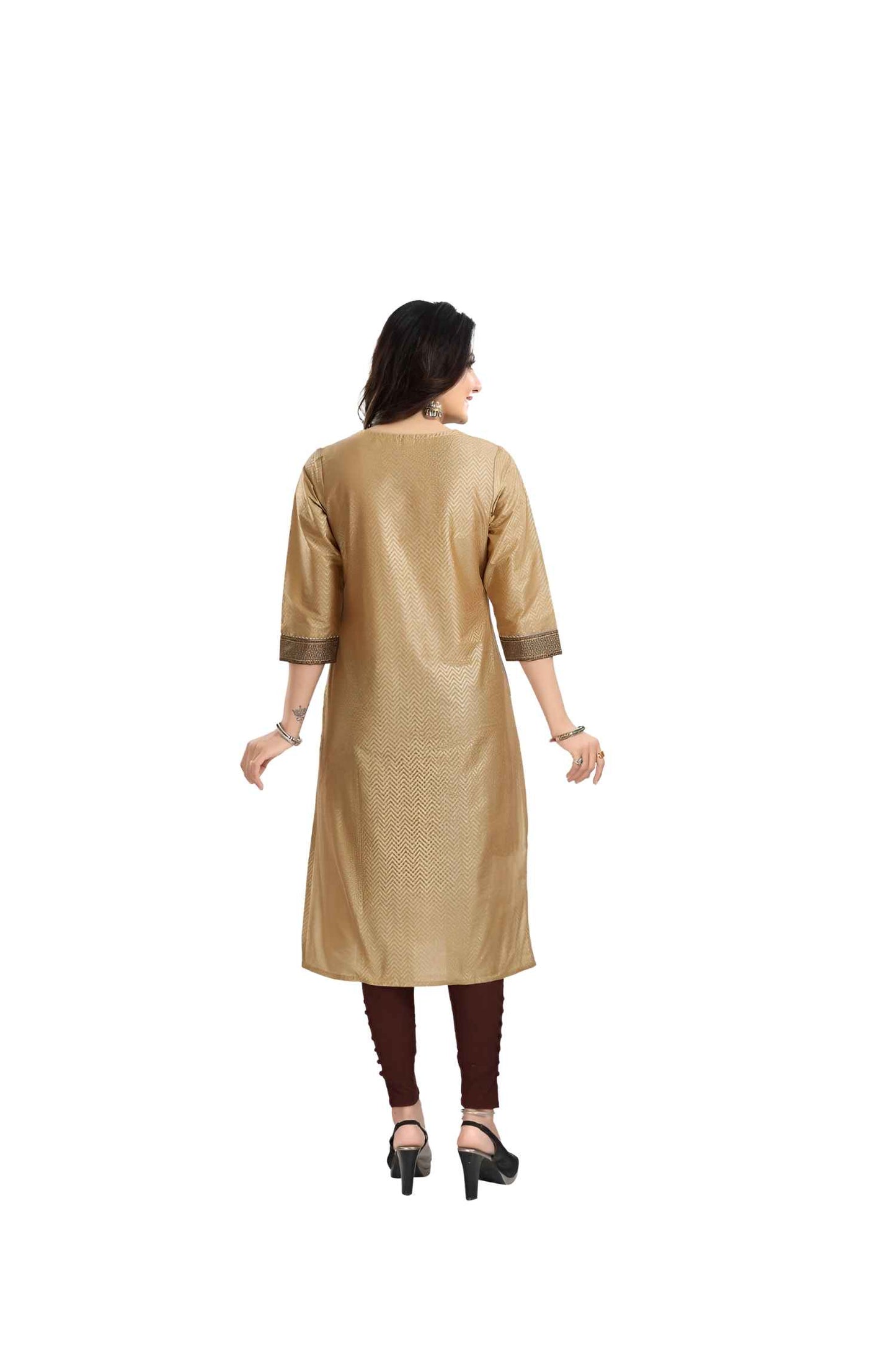 Full back view showcasing artisanal drape