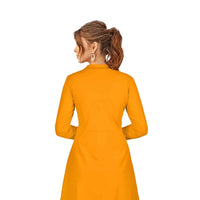 Golden Hour Glimmer Back View - Yellow Full Sleeve Dress No Background