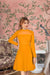 Golden Hour Glimmer Front View - Yellow Full Sleeve Dress