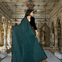 Floral Cutwork Green Lycra Saree - No Ironing Office Wear Ultra Comfort (Emerald)