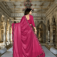 "Electric Pink" Lycra Saree – Office and Party Wear "Fuchsia Flush"
