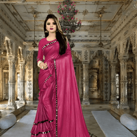 "Electric Pink" Lycra Saree – Office and Party Wear "Fuchsia Flush"