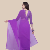 Rear studio view highlighting clean pallu drop