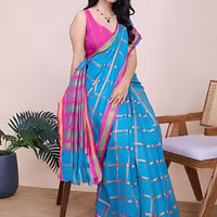Studio front view showing entire saree structure and color balance