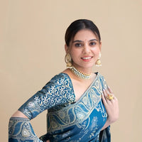 Studio left profile with silk detail and border craftsmanship