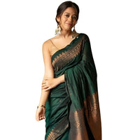 Studio image showing front view and pallu neatly styled