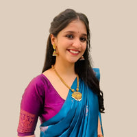 Studio front view of Rama green silk printed saree