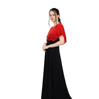 Studio right angle of dramatic CELESTINA red-black gown