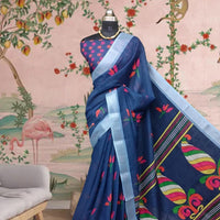 Front-facing view revealing digital blue elegance in movement