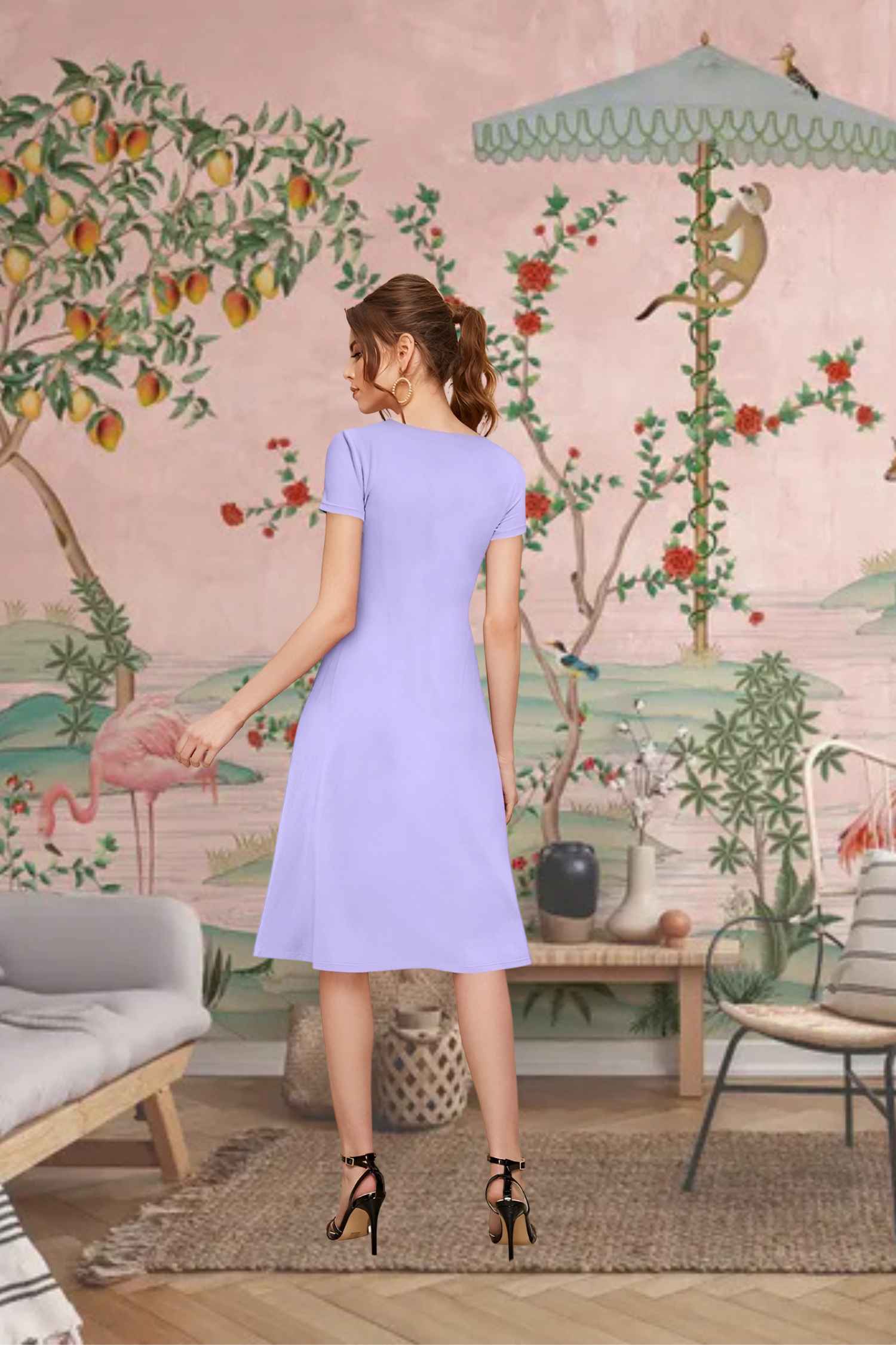  Back view showcasing smooth fall and body-fit contour