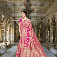 Model in motion, saree unfolding like a handwritten chronicle with luminous borders