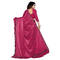 "Electric Pink" Lycra Saree – Office and Party Wear "Fuchsia Flush"