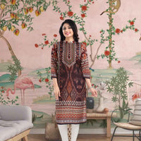 Front view against waking desert, fabric rippling like heat waves