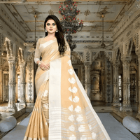 Premium beige cotton silk saree with minimalist border - office wedding essential