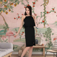 Front view: The dress absorbing light and questions