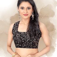 High-shine black blouse for saree