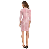  Back studio view of the "Blush Dynasty" Peach Bodycon Dress with soft sleeve detailing.