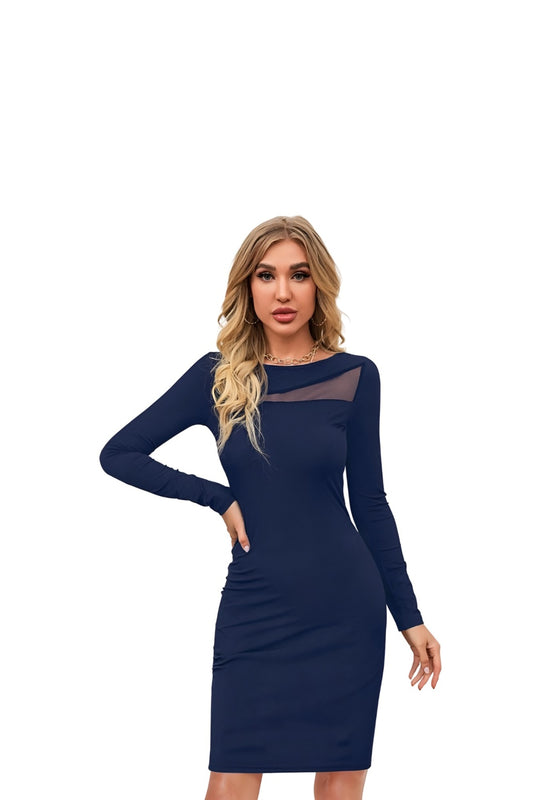 Cerulean Cipher dress – front-facing shot on a crisp white background