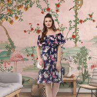 Front view: Florals arranged like ciphertext