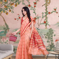 Right view highlighting checkered texture in peach tone