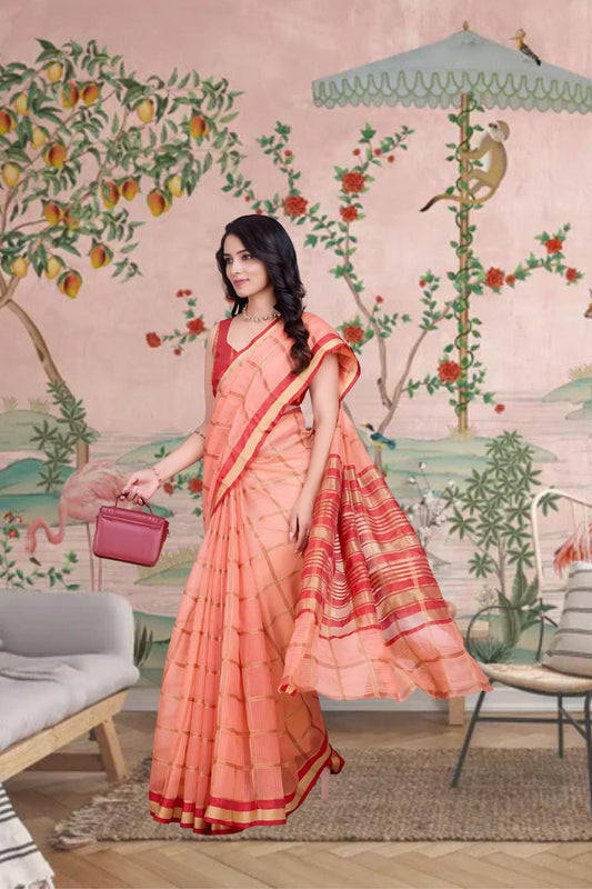Right view highlighting checkered texture in peach tone